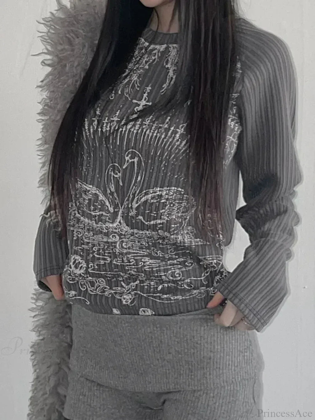 Emo Printed O-neck Knit Top image 3