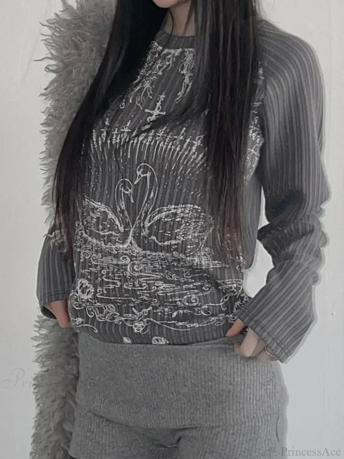 Emo Printed O-neck Knit Top image 3
