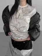 Emo Printed O-neck Knit Top image 2