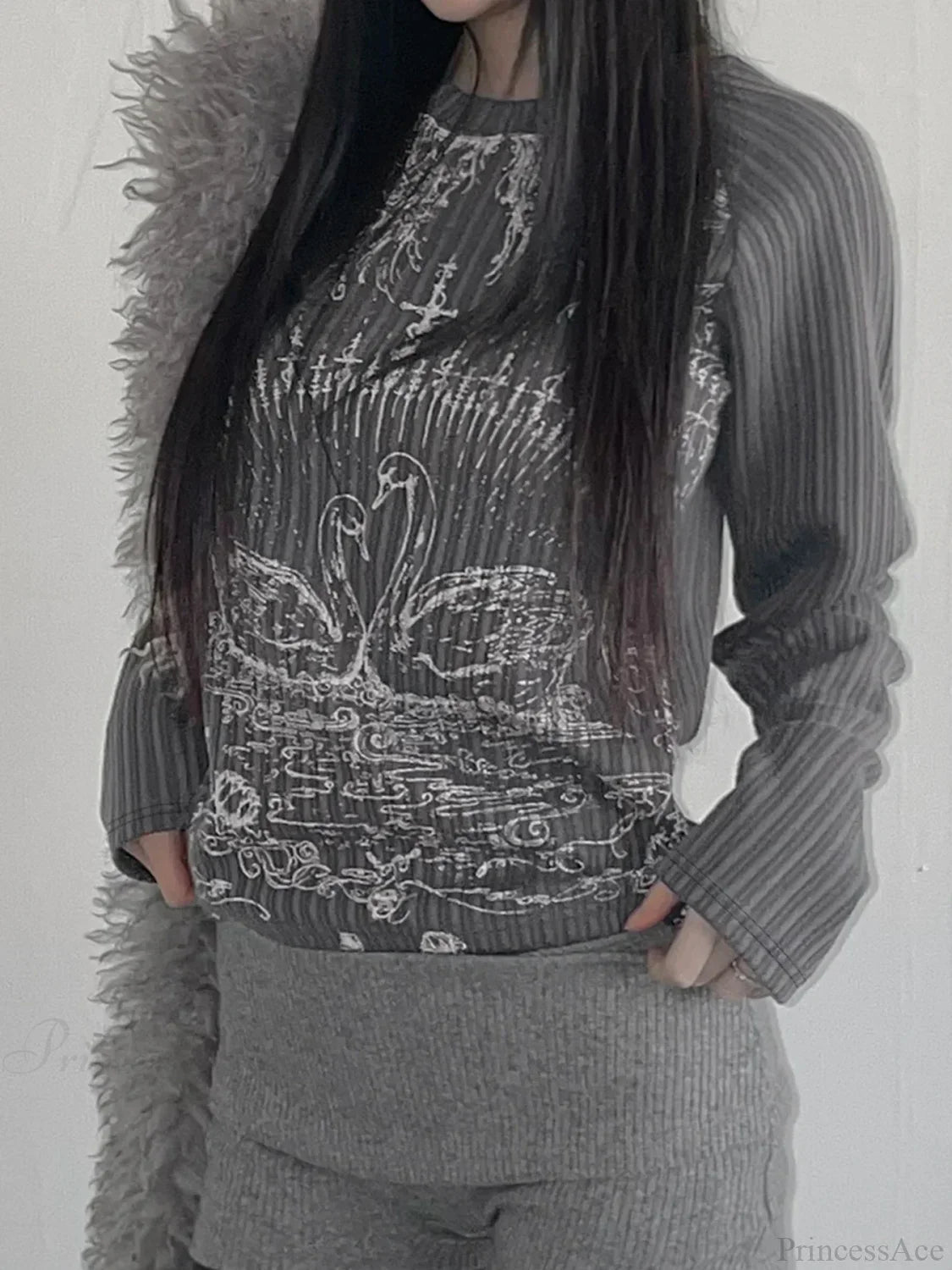 Emo Printed O-neck Knit Top image 6
