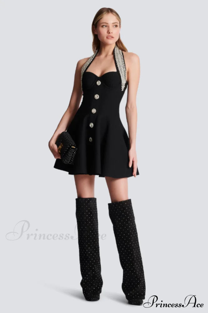 Enya Knit Stylish Backless Mini Dress image 6
