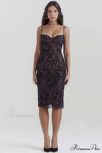 Escala Black Stylish Lace Midi Dress image 2