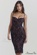 Escala Black Stylish Lace Midi Dress image 1