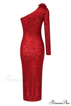 Ethel Sequins One Charming Shoulder Midi Dress image 5