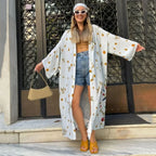 Ethnic Floral Long Sleeve Boho Kaftan Cover up image 4