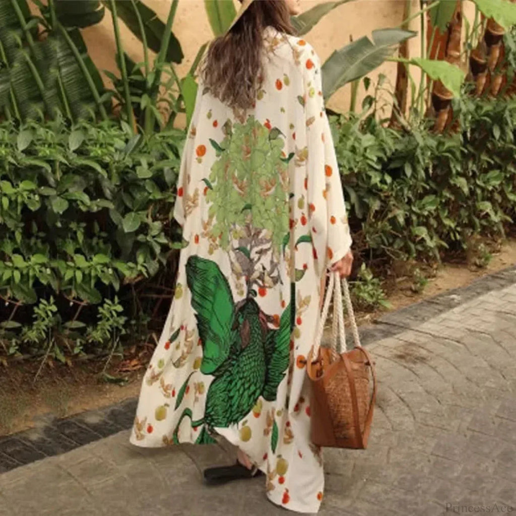 Ethnic Floral Long Sleeve Boho Kaftan Cover up image 1