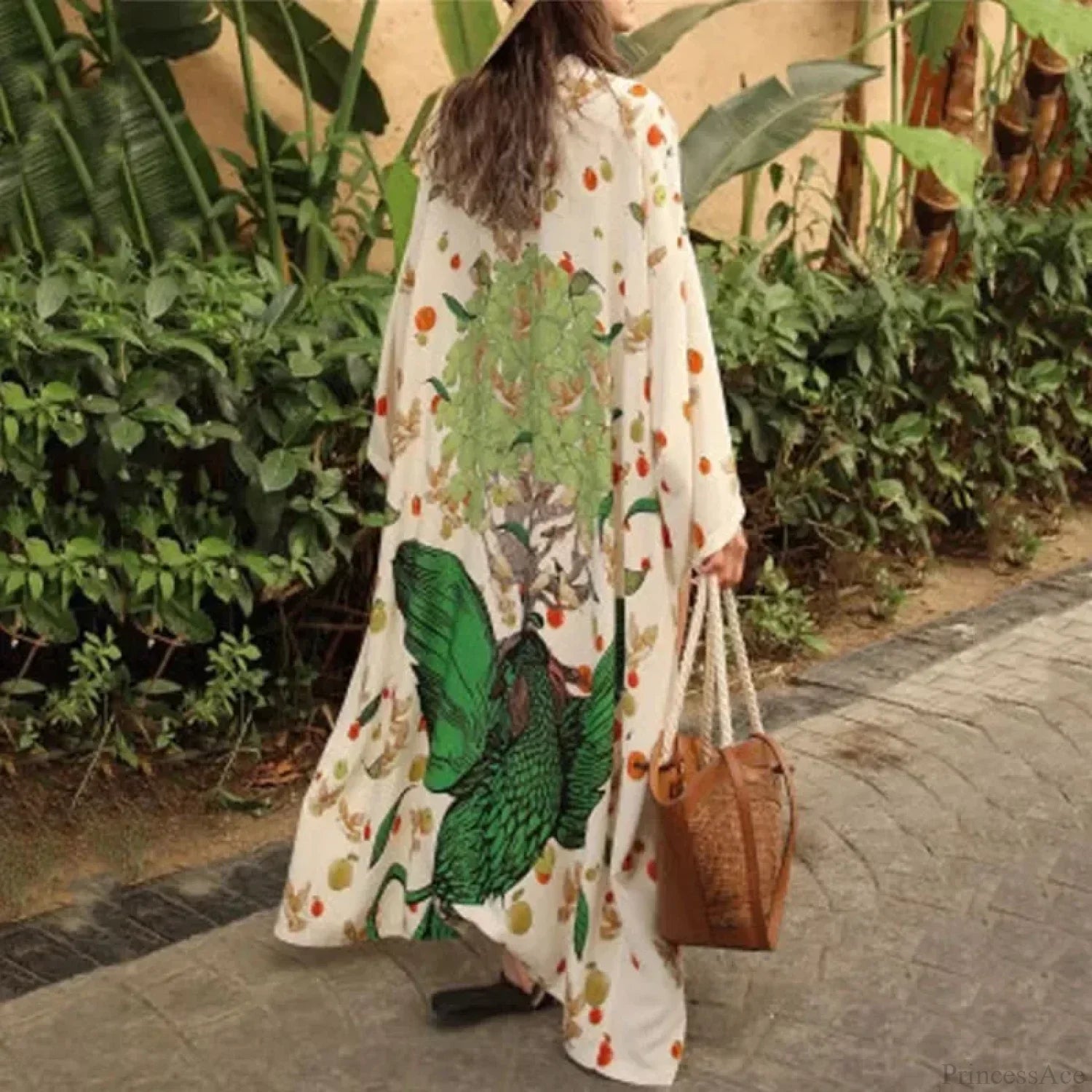 Ethnic Floral Long Sleeve Boho Kaftan Cover up image 1
