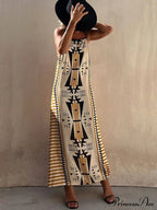 Ethnic Print Backless Charming A-line Maxi Dress image 2