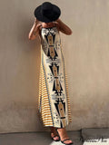 Ethnic Print Backless Charming A-line Maxi Dress image 1