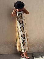 Ethnic Print Backless Charming A-line Maxi Dress image 1