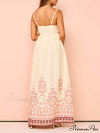 Ethnic Print Halter Charming Cream Extra Maxi Dress image 5
