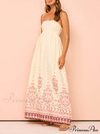 Ethnic Print Halter Charming Cream Extra Maxi Dress image 3