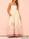 Ethnic Print Halter Charming Cream Extra Maxi Dress image 1