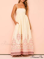 Ethnic Print Halter Charming Cream Extra Maxi Dress image 1