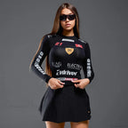 European American Motorcycle Style Letter Print Slim Knit Top image 4