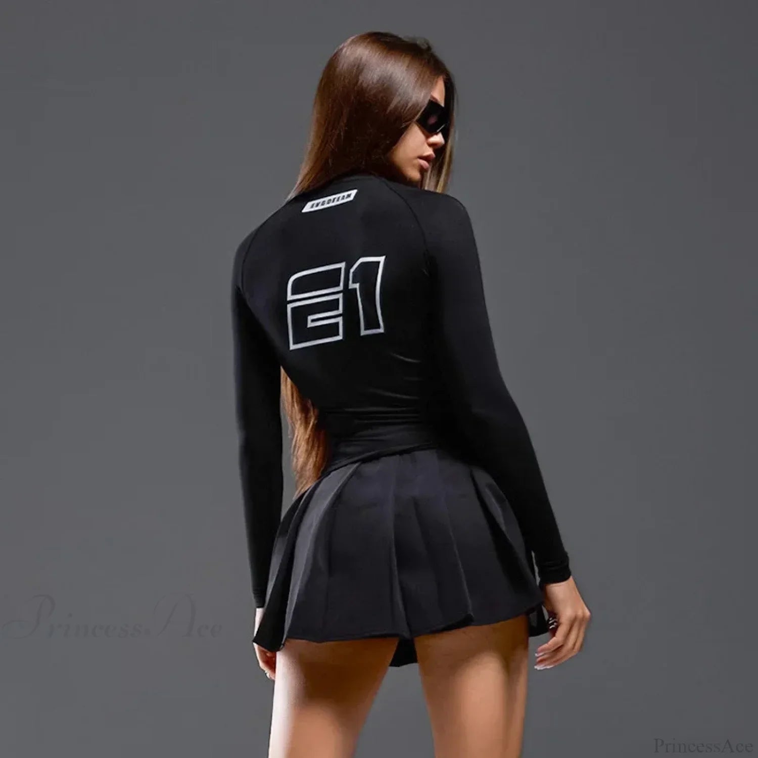 European American Motorcycle Style Letter Print Slim Knit Top image 5