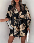 European Fashion Print V-neck Vacation Dress image 5