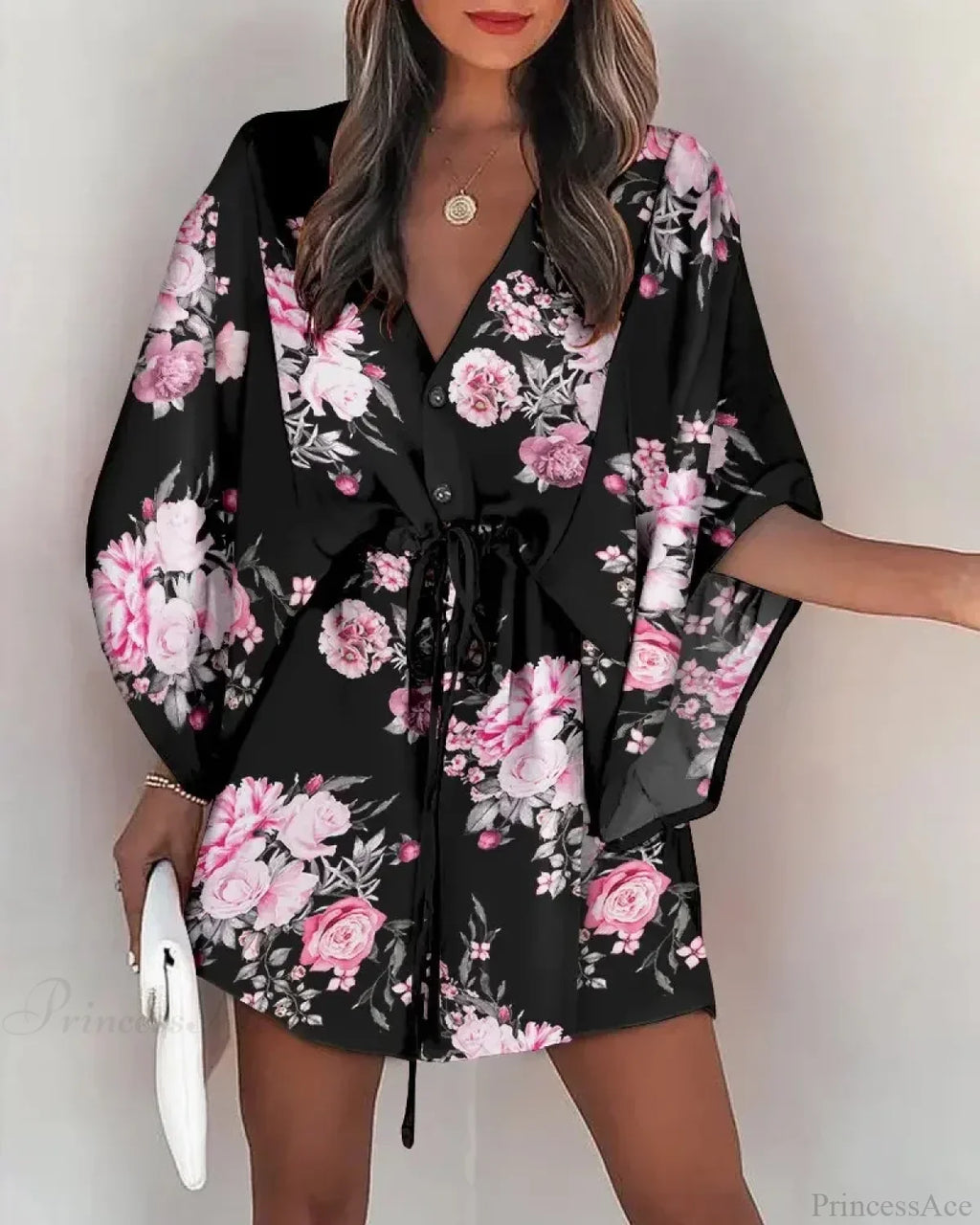European Fashion Print V-neck Vacation Dress image 6