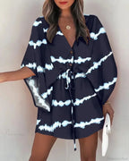 European Fashion Print V-neck Vacation Dress image 10