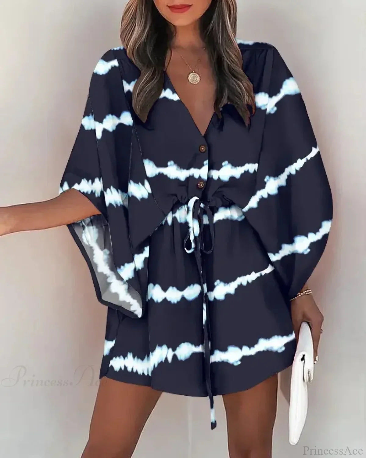 European Fashion Print V-neck Vacation Dress image 10