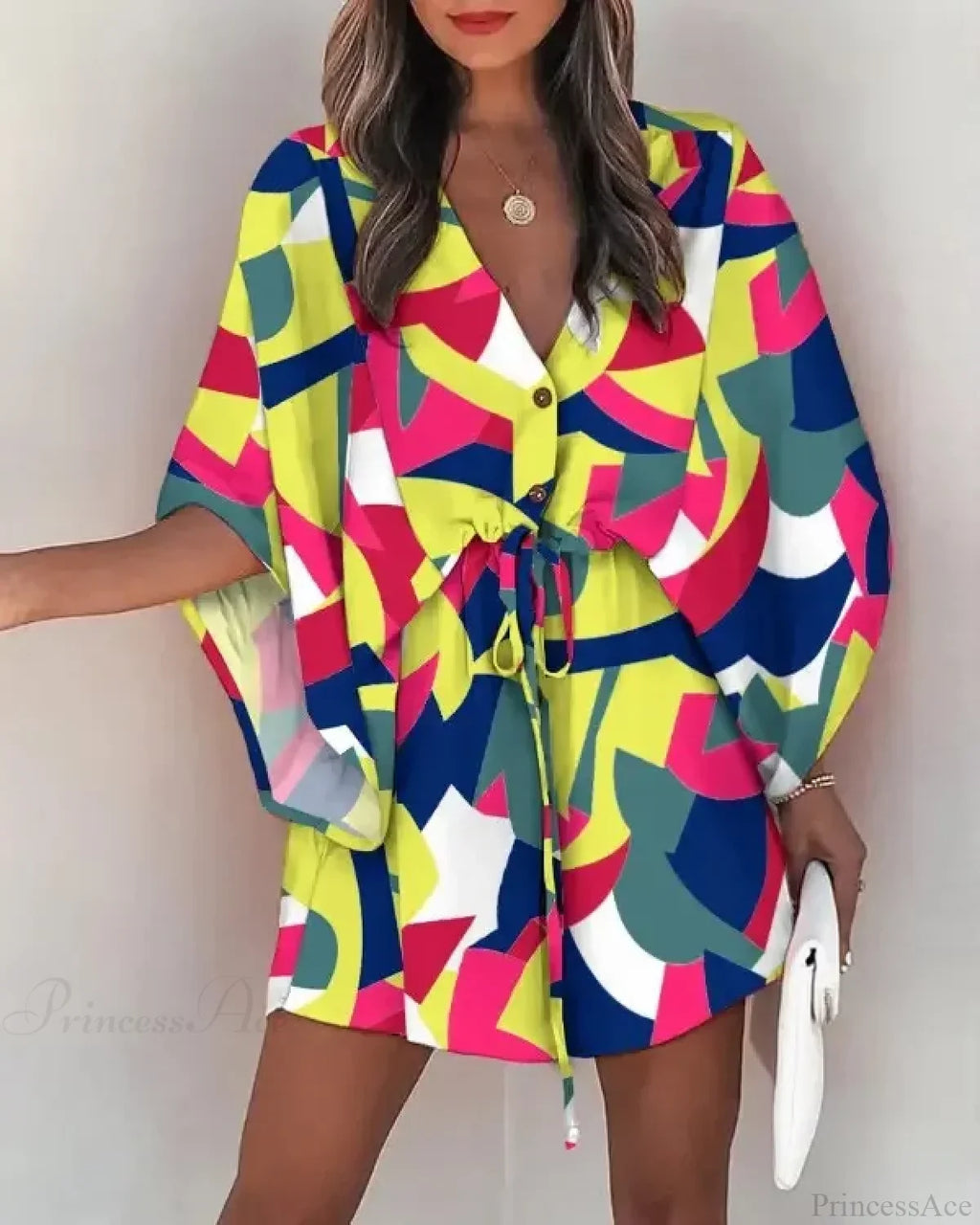 European Fashion Print V-neck Vacation Dress image 9