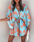 European Fashion Print V-neck Vacation Dress image 4