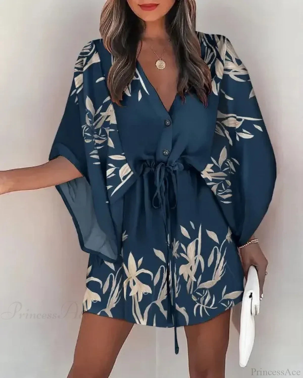 European Fashion Print V-neck Vacation Dress image 1