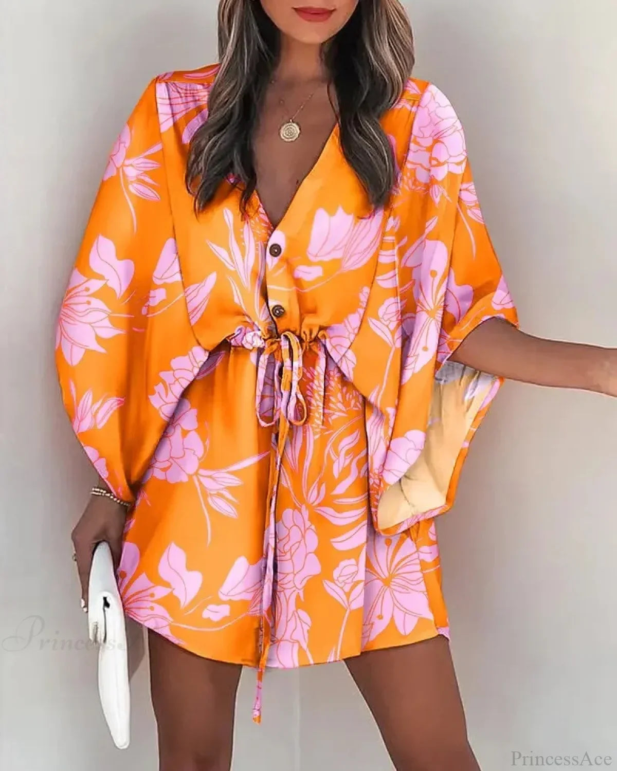European Fashion Print V-neck Vacation Dress image 7