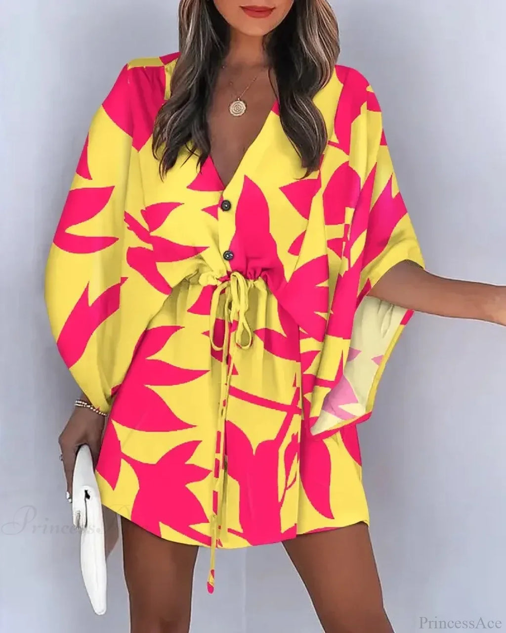 European Fashion Print V-neck Vacation Dress image 14