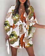 European Fashion Print V-neck Vacation Dress image 8