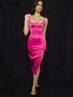 Eve Gown Dress New Women Warm-Season Midi Satin Elegant Black for Party White Night Evening - Years Bodycon Dresses image 14