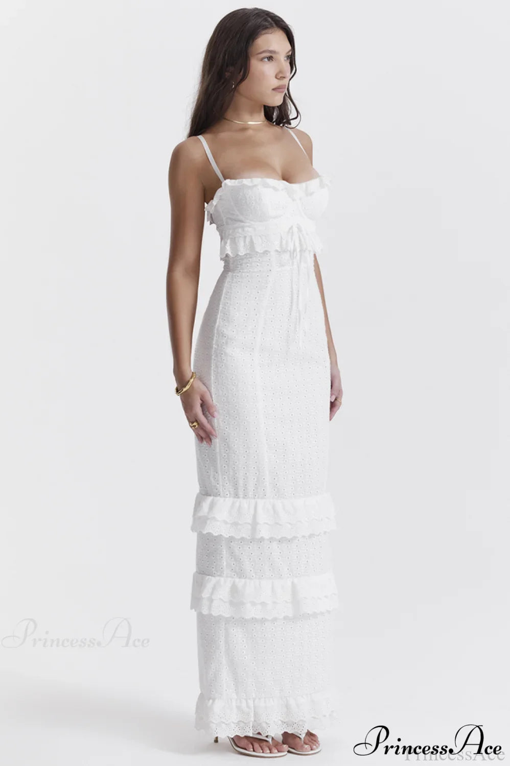 Eve White Stylish Broderie Maxi Dress image 4