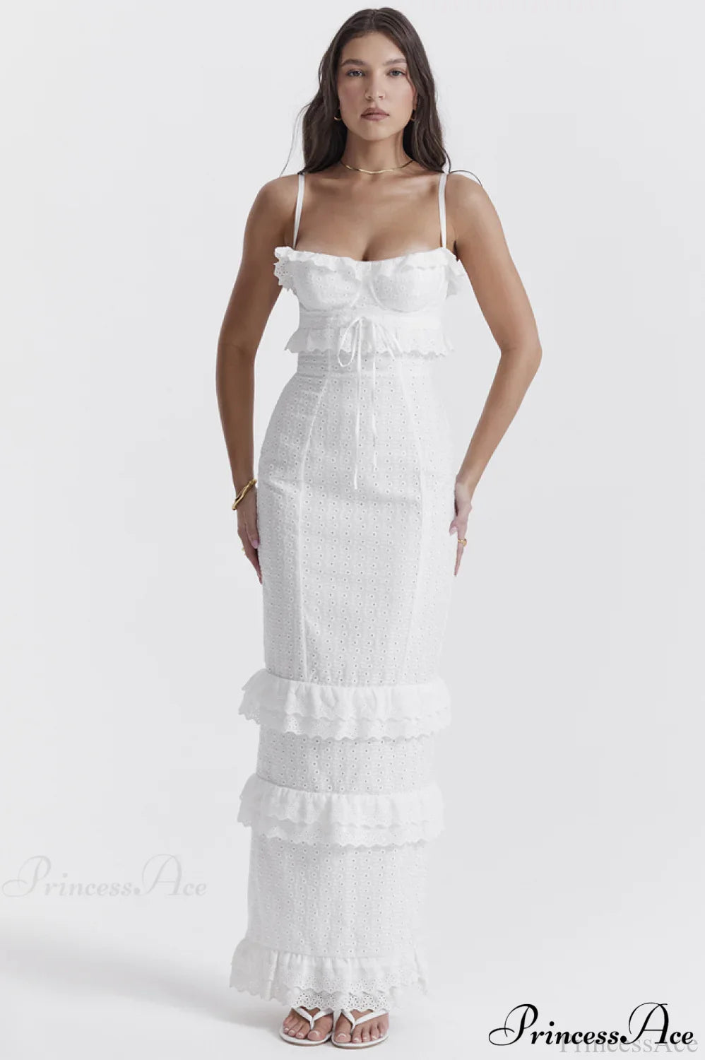 Eve White Stylish Broderie Maxi Dress image 3