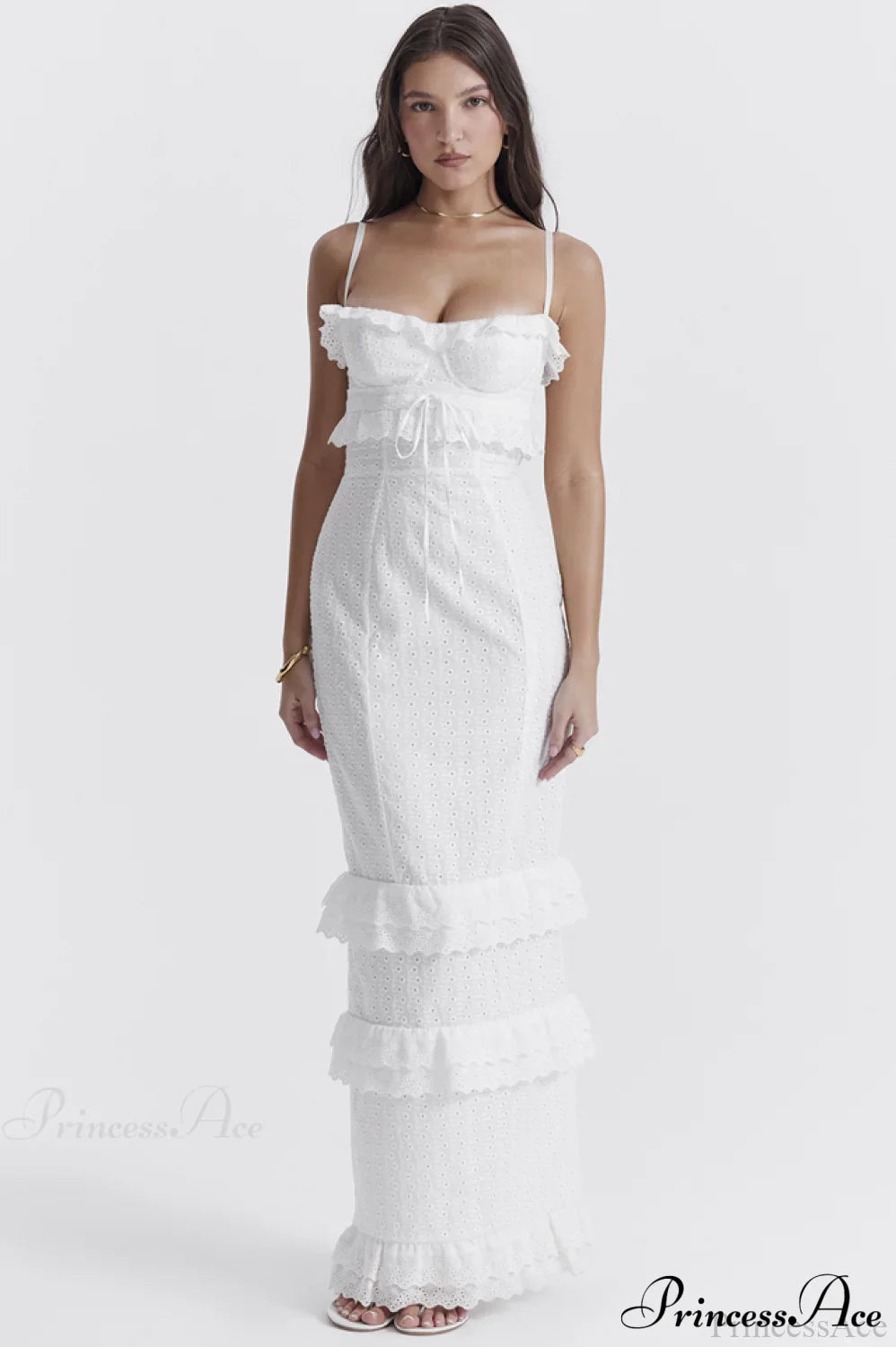 Eve White Stylish Broderie Maxi Dress image 1