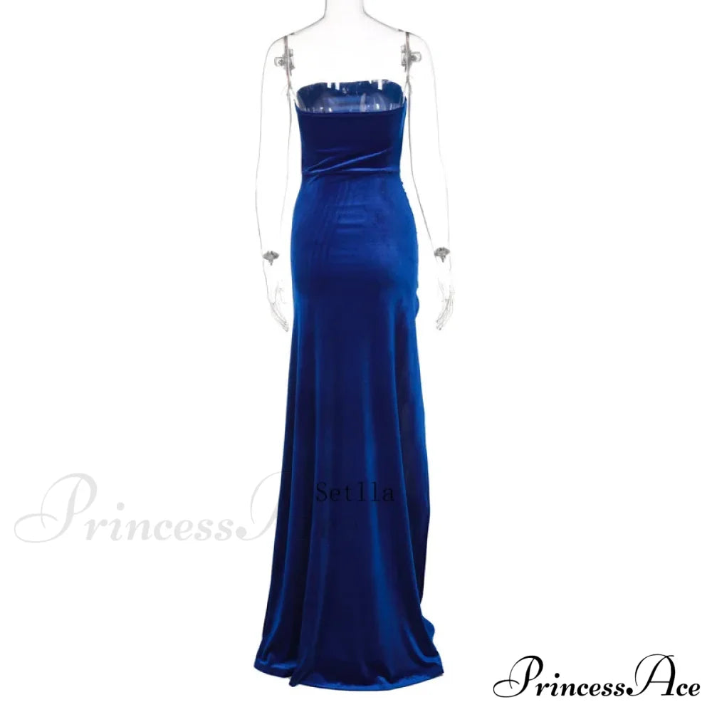 Evening Velvet Black Strapless Sleeveless Sexy Club Midi Dress image 6