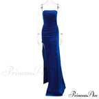 Evening Velvet Black Strapless Sleeveless Sexy Club Midi Dress image 5