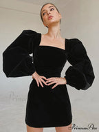 Evening Velvet Square Collar Party Dresses image 1