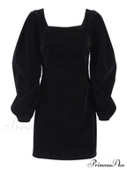 Evening Velvet Square Collar Party Dresses image 3
