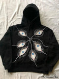 Evil Eye Patterned Dark Gothic Hip Hop Hoodie image 1