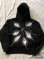 Evil Eye Patterned Dark Gothic Hip Hop Hoodie image 1