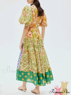 Exquisite Retro Floral Print Graceful Puff Sleeve Midi Dress image 3
