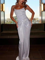 Exquisite Unique Light Charming Fabric Pleated Maxi Dress image 5