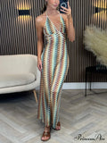 Exquisite V-Neck Crochet Charming Suspender Maxi Dress image 1