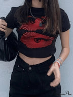 Eye Look Graphic Trendy Crop Tank Top image 2