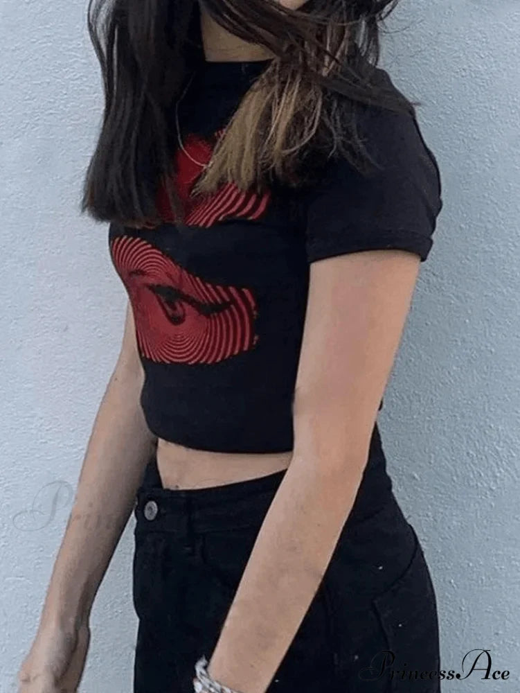 Eye Look Graphic Trendy Crop Tank Top image 3