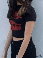 Eye Look Graphic Trendy Crop Tank Top image 3