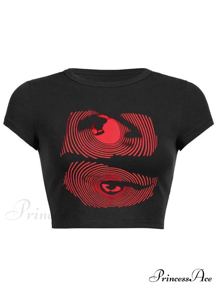 Eye Look Graphic Trendy Crop Tank Top image 5