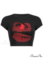 Eye Look Graphic Trendy Crop Tank Top image 5