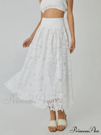 Eyelet Rosebud Graceful Pattern Maxi Skirt image 3