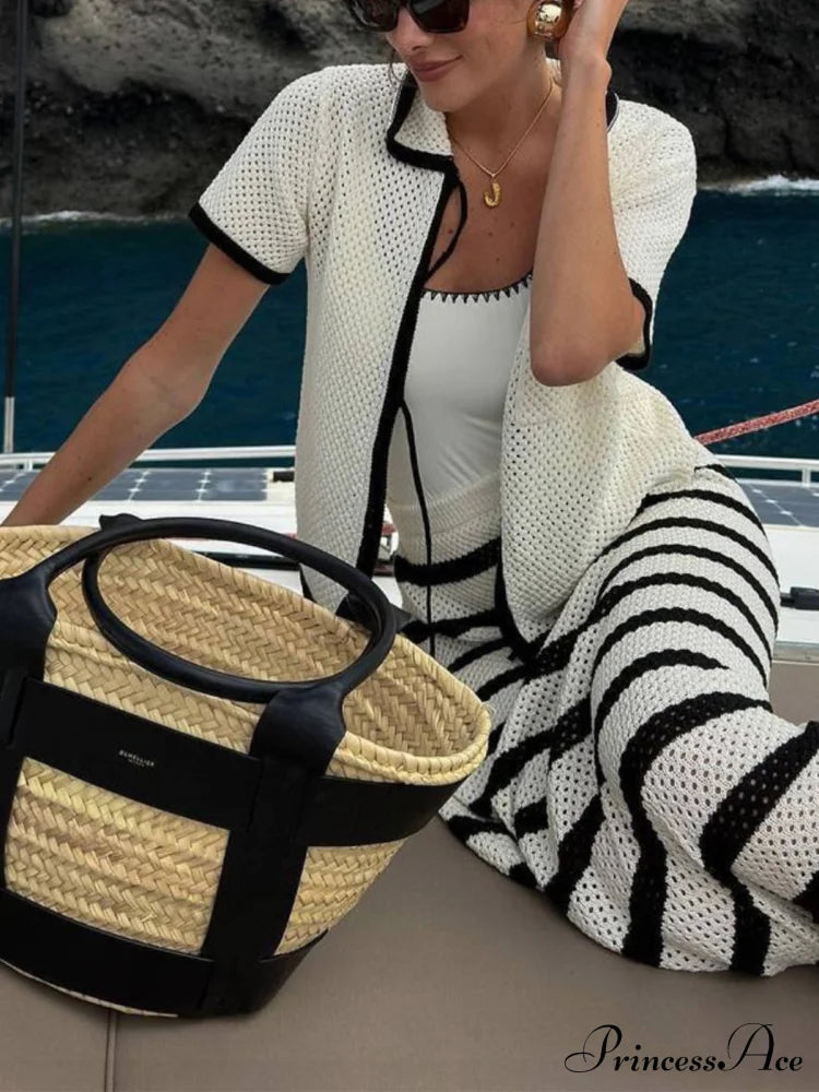 Eyelet Striped Graceful Midi Skirt image 1